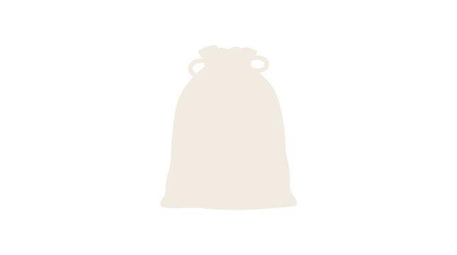 Elegant beige silhouette of a classic drawstring bag, representing safekeeping, generosity, and potential for valuable contents