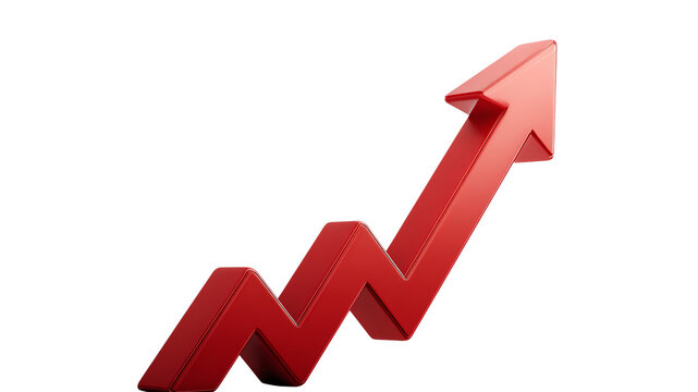 Red Arrow Business Growth no background Graph with Financial Market Chart and 3D Investment Success Illustration