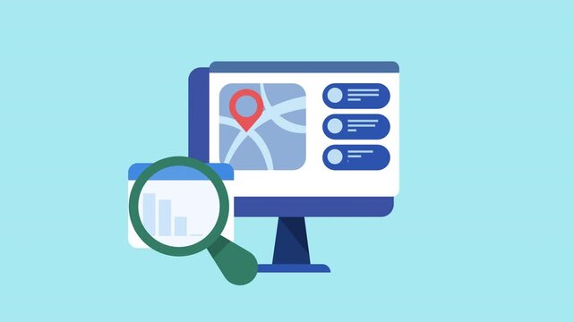 Digital marketing report, Business data analysis, Search engine optimization 2d animation with alpha matte