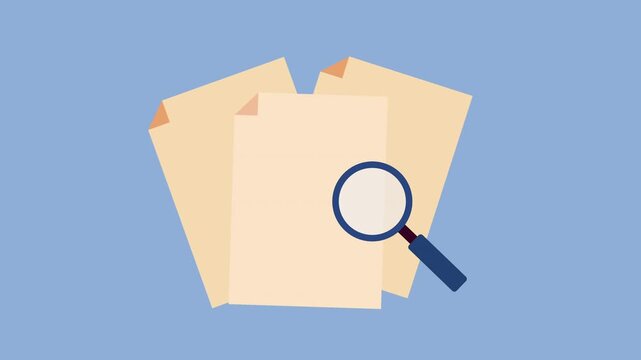 Magnifying glass with document 2d Animation with Alpha Matte