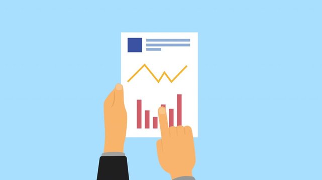 Hand Holding Paper Sheet Business, Presentation and Document Concept 2d Animation with Alpha Matte