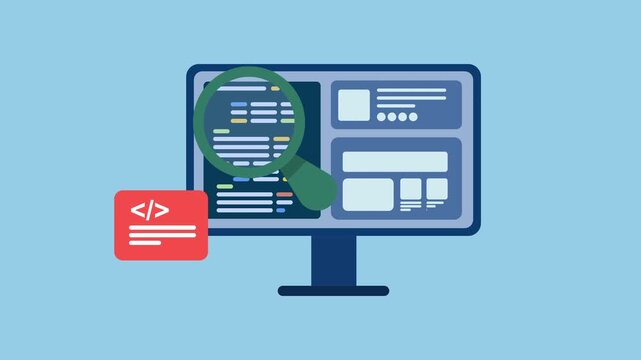 Website coding and programming, Running codes on computer screen, Application development 2d animation with alpha matte