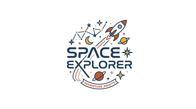 Space Explorer Adventure Awaits Badge Design