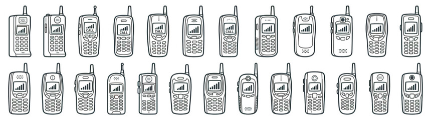 Vintage Mobile Phones Collection Illustration © Enja