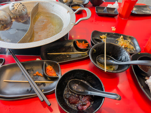 leftover food after party, dirty food