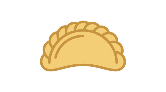 A simple flat vector illustration of a golden brown empanada pastry.