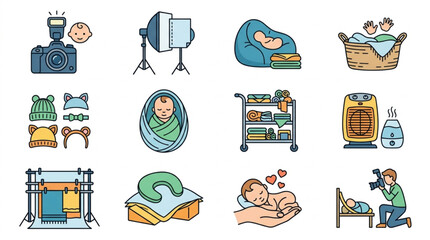 Colorful Illustrated Baby and Toddler Daily Activities Collection.