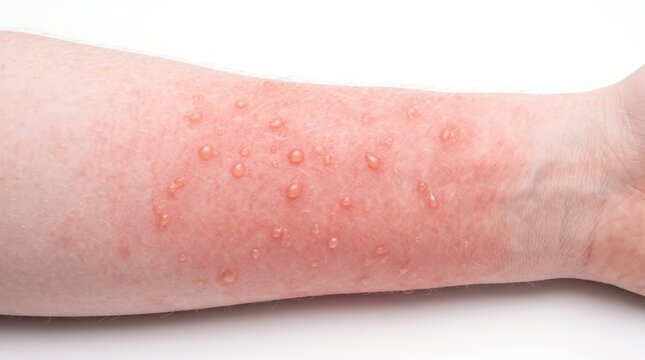 Acute Contact Dermatitis and Fluid-Filled Blister Rash on Forearm