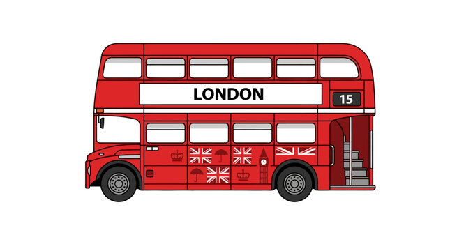 Vector Icon Iconic Red London Double Decker Bus Illustration. EPS Editable