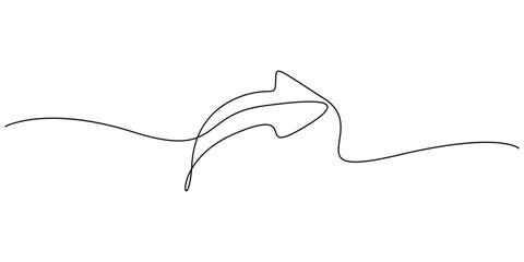 Fototapeta premium Continuous line drawing curved arrow icon for forward and share navigation vector