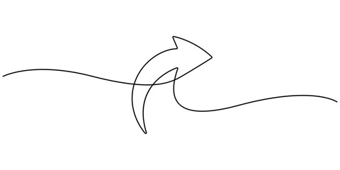 Fototapeta premium Curved arrow continuous line drawing representing direction growth share and progress concept.