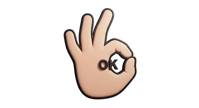 3D hand gesture making an ok sign with approval agreement satisfaction