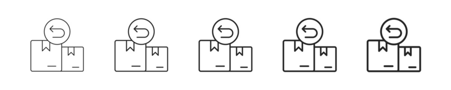 Return vector icon in minimalist line style. Clean editable stroke illustration with geometric design and monochrome appearance, isolated on white background