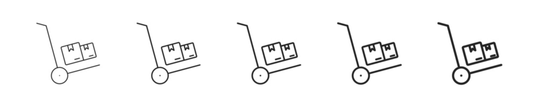 Trolley vector icon in minimalist line style. Clean editable stroke illustration with geometric design and monochrome appearance, isolated on white background