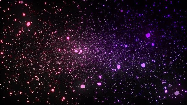 Purple Pink Particle 4K Effects with Glowing Night Sky Background, Bright Vector Illustration, Holiday Decoration Design, Colorful Bokeh Pattern, Sparkling Light Animation, Fantasy Motion Visual