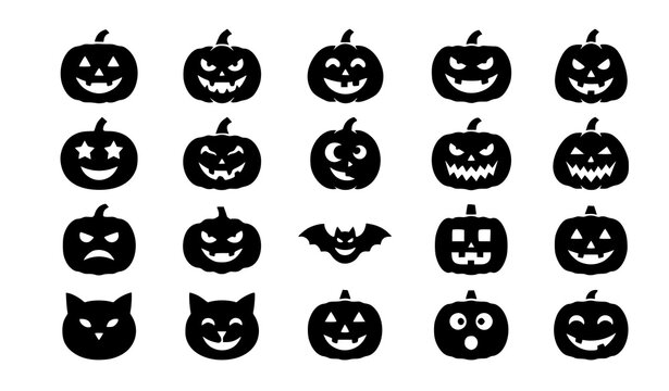 Halloween pumpkin glyph icon set spooky jack o lantern solid vector