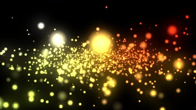 Gold Fireworks Particle 4K Effects with Glowing Stars, Holiday Party Background, Bright Explosion Animation, Colorful Vector Design, Golden Light Motion, Festive Celebration Visual