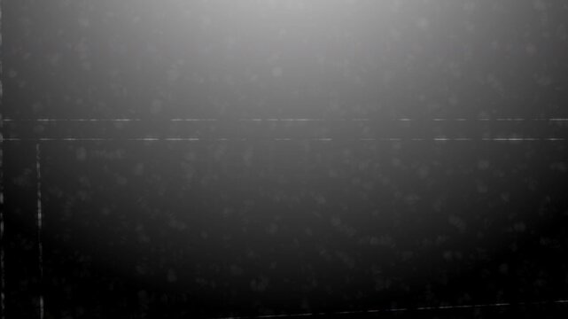 Vintage film grain Hello text on dark background with dust particles and old film scratches, cinematic greeting title screen, horizontal.