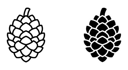 Pine Cone Vector Icons, Nature Elements, Forest Symbols, Outline and Silhouette Graphics © Shanto