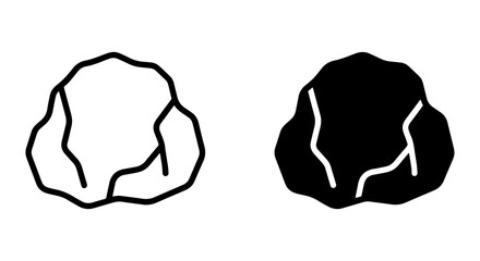 Simple Rock Icons, Stone Vector Graphics, Natural Element Symbols, Outline and Silhouette © shanto
