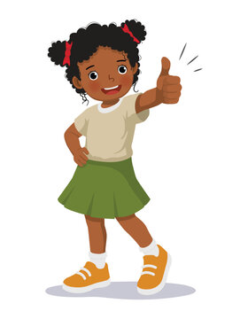 Little African girl showing thumb up gesture
