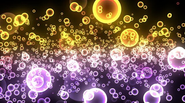 Purple Bubble Particle 4K Effects with Glowing Water Design, Colorful Magic Decoration, Transparent Circle Spheres, Bright Vector Illustration, Holiday Bokeh Light Animation