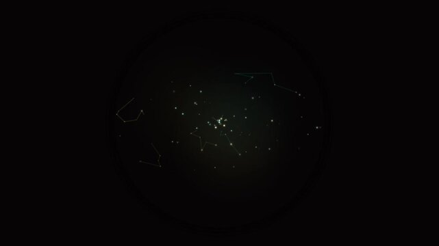 A seamless loop background showing a starry night sky with faint constellation lines connecting bright stars against a deep dark backdrop.