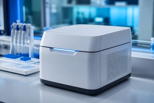 Real Time PCR Machine with Closed Lid and Subtle Indicator Lighting in Contamination Controlled Laboratory