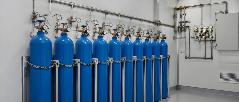 Medical Oxygen Cylinder Bank With Regulators and Piping Ensures Reliable Hospital Gas Storage Operations Daily