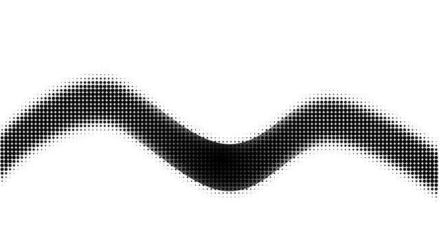 Dynamic halftone dotted wave, monochrome abstract line, ribbon pattern. Curved fluid line with halftone design effect. Backdrop, background pattern. Overlay texture. Vector abstract background. PNG.