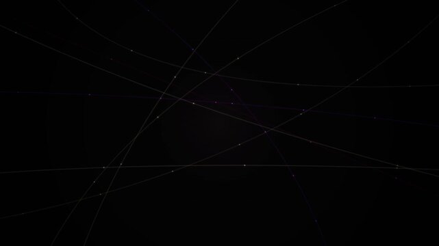 Seamless black background with thin intersecting lines and subtle glowing particles creating a modern loop animation