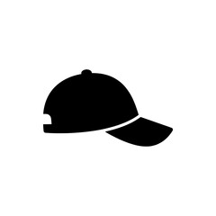 Fototapeta premium Baseball cap curved brim side profile solid black vector icon