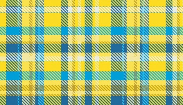 Vibrant Yellow And Sky Blue Bright Summer Tartan Plaid
