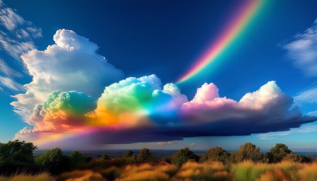 Iridescent Pileus Or Rainbow Clouds In The Sky