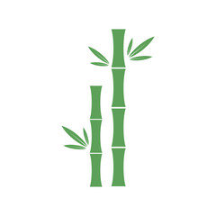 Naklejka premium Green bamboo stalks and leaves vector illustration. Green bamboo stalks and leaves in flat design style. Green bamboo stalks plant illustration