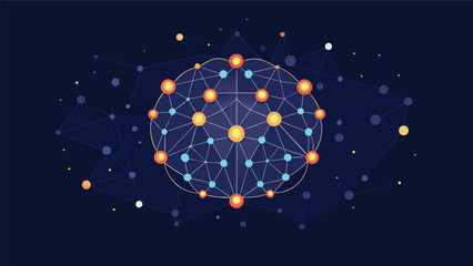 Fototapeta premium Artificial intelligence digital brain network with glowing connection nodes intelligence technology connection abstract communication structure artificial innovation information computing