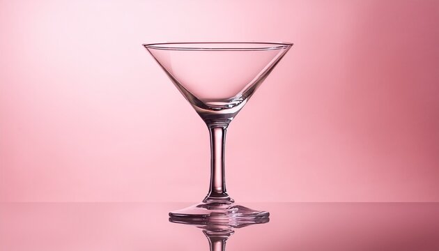 Empty Martini Cup Isolated On Pastel Pink Background