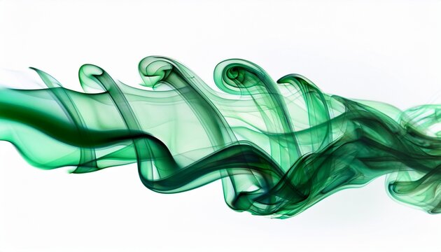 Green Wavy Smoky Texture On The White Isolated Background