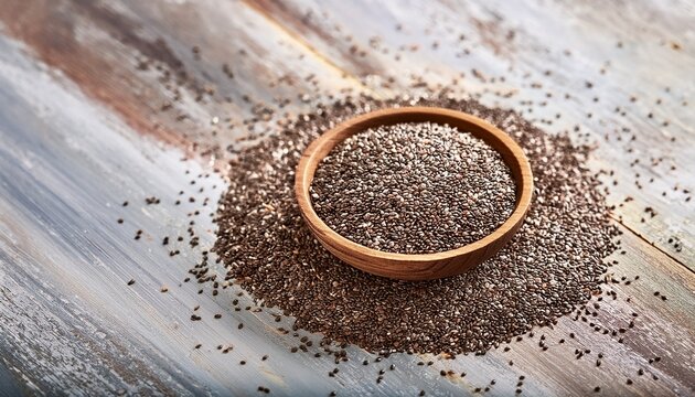 Chia Seeds On A Light Rustic Background