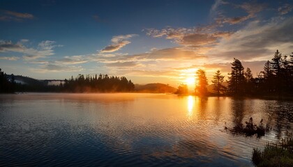 Obraz premium Sunrise Over The Lake