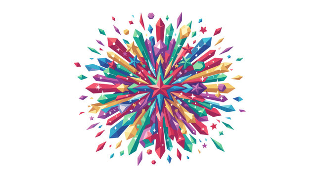 Colorful fireworks explosion with vibrant streaks and sparks in a circular pattern