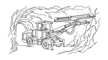 Mining Drill Machine in Cave Tunnel © Tani