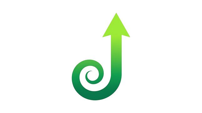 Green spiral arrow pointing up vector logo icon representing growth and success