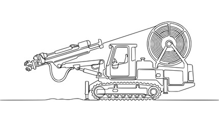 Obraz premium Trenchless Horizontal Directional Drilling Rig with Cable Reel - Line Art