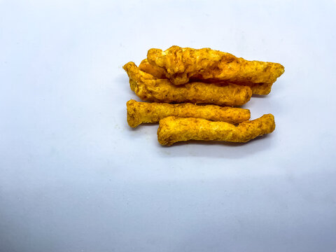 small pile of savory, Crispy Crunchy Corn Kurkure Snacks