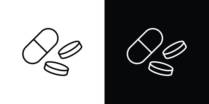 Medicine pills icon simple illustrations collection