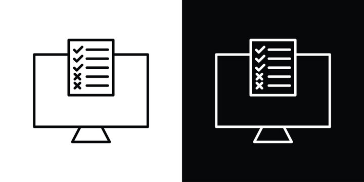 Online exam test icon simple illustrations collection