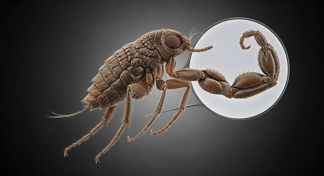 Detailed Macro View of a Flea Insect Under Magnification