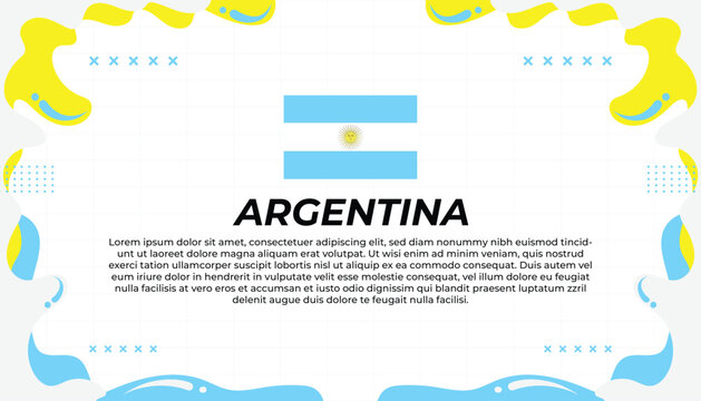 Argentina country overview illustration with national flag and decorative elements