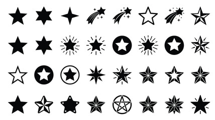 Collection of simple star icons and shooting stars in a clean graphic design style © Abdul
